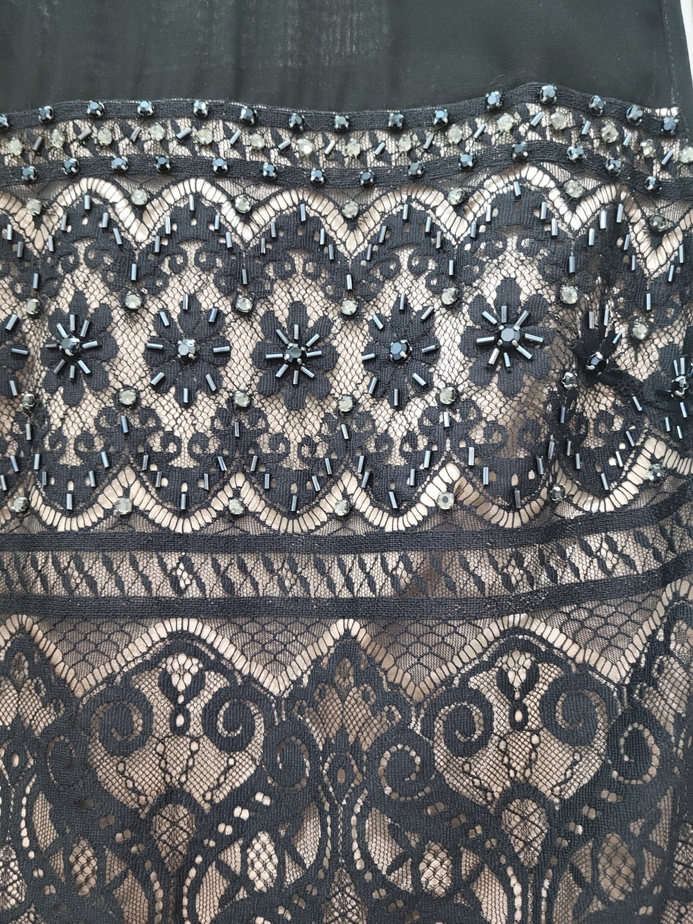 Laundry By Shelli Segal Black Lace Overlay Dress with Nude Underlay - Picture 7 of 14